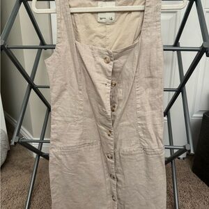 Beige Button-Down Sleeveless Dress
